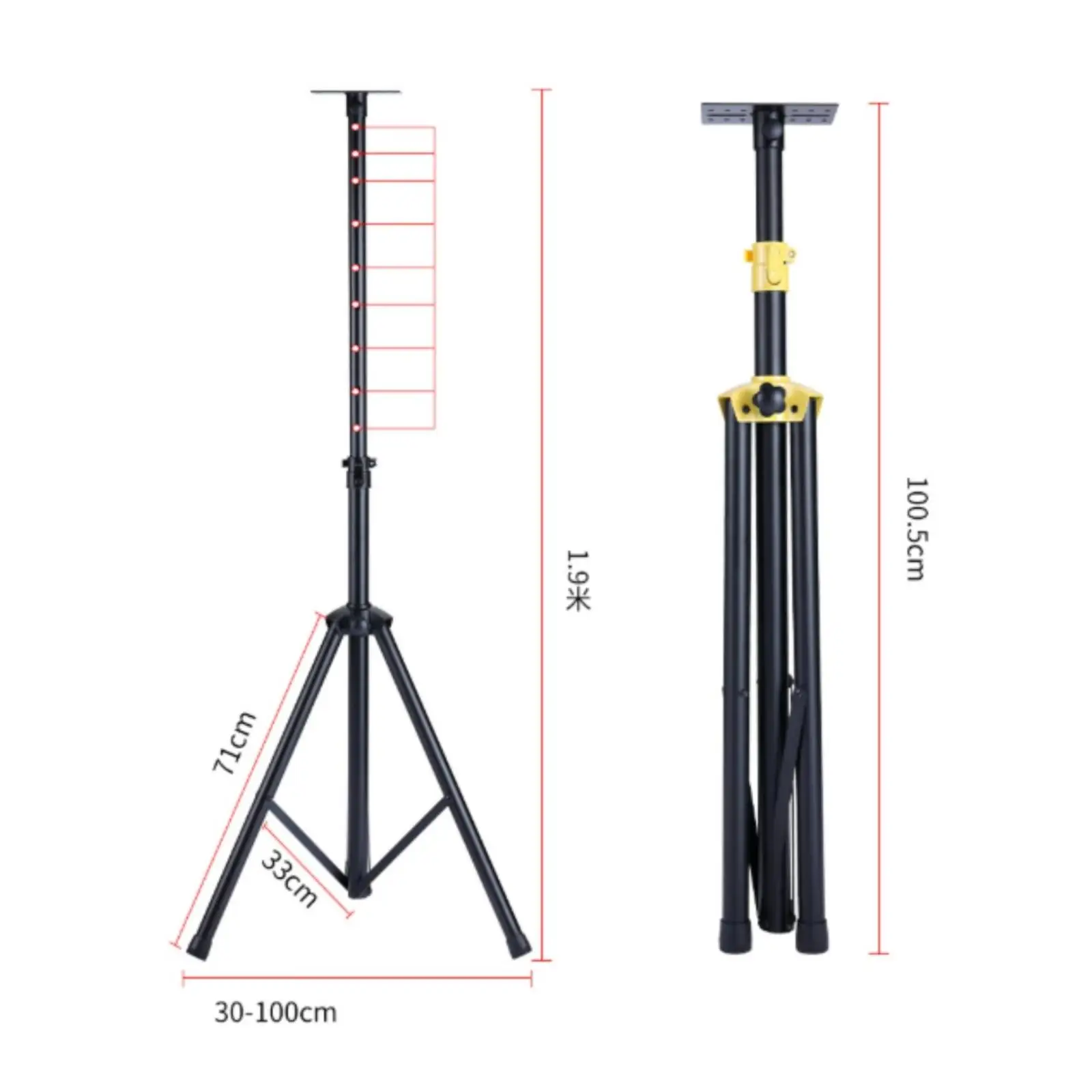 Adjustable Height Speaker Stand Floor with Foldable Tripod Base Heavy Duty Audio Equipment Holder for PA Speaker Monitor Desk