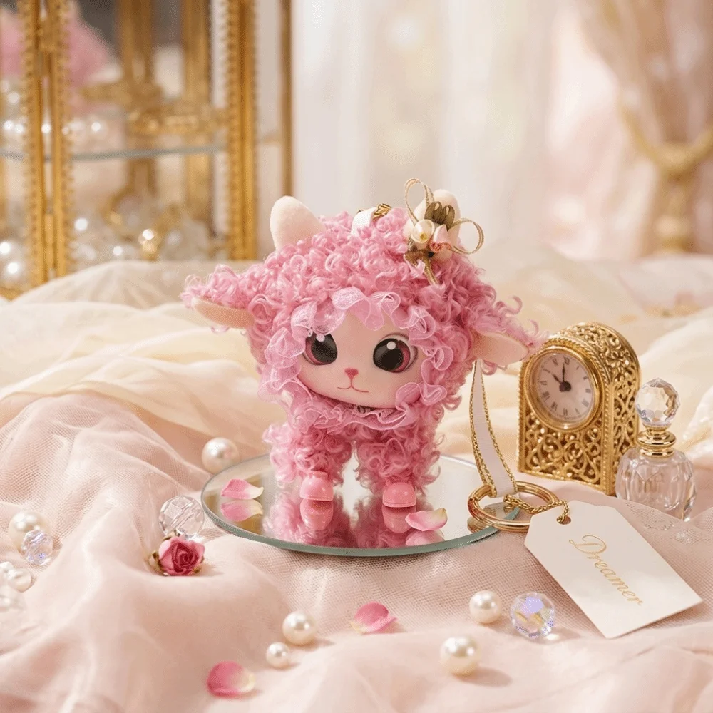 Soft Hanging Ornament Smooth Vinyl Fluffy Fabric Cartoon Sheep Bag Charm Durable Vinyl Metal Key Ring Lamb Keychain view 5