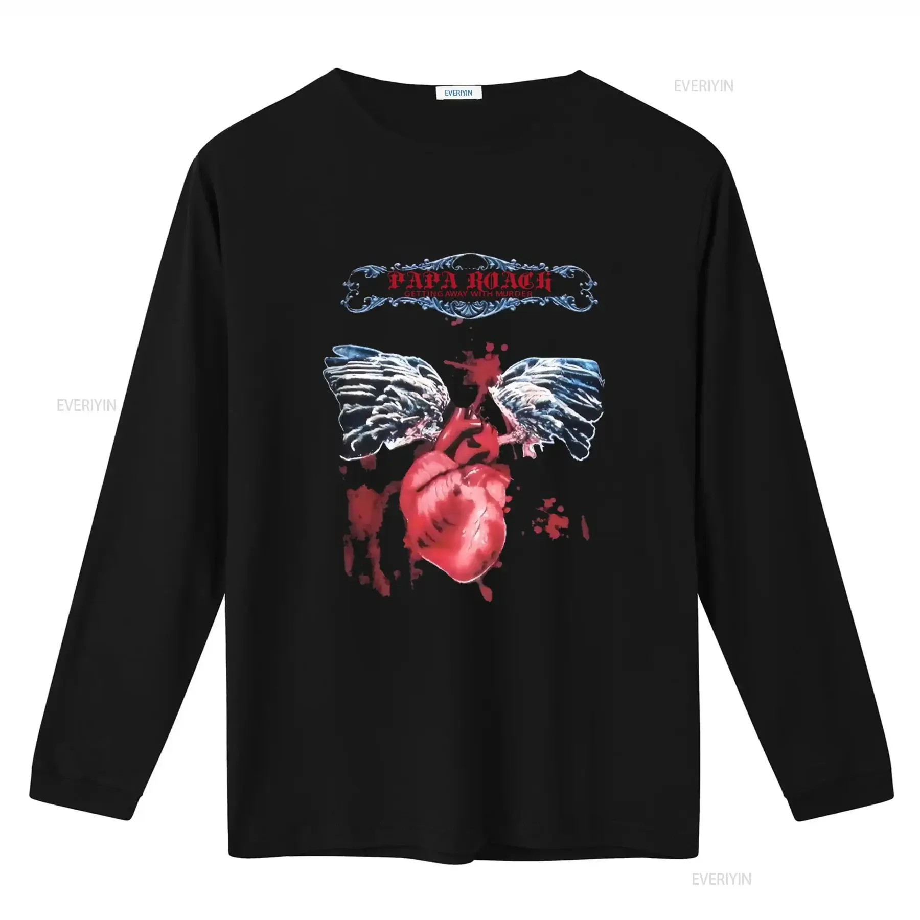 Vintage Papa Roach Band T Shirt Getting Away With Murder Heart Wings Design CB615 vintage Washed Casual fashion Versatile