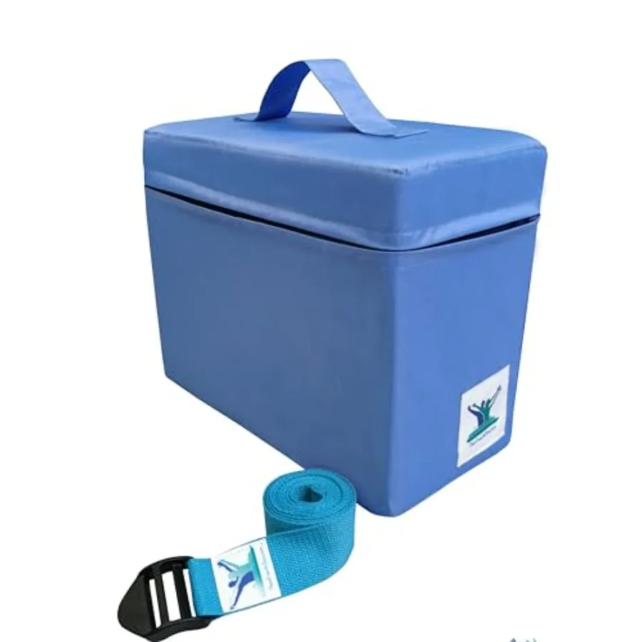 

-Posture SMALL Foam Block/Pillow and HEALING Aqua Strap/Yoga Belt Bundle-Record-Breaking Improved Block -with practical Handle