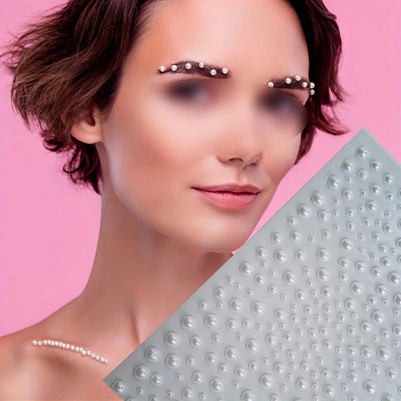 3D Eyes Face Makeup Temporary Tattoo Self Adhesive White Pearl Jewels Face Stickers Festival Body Art Nail Decorations 3/4/5/6mm