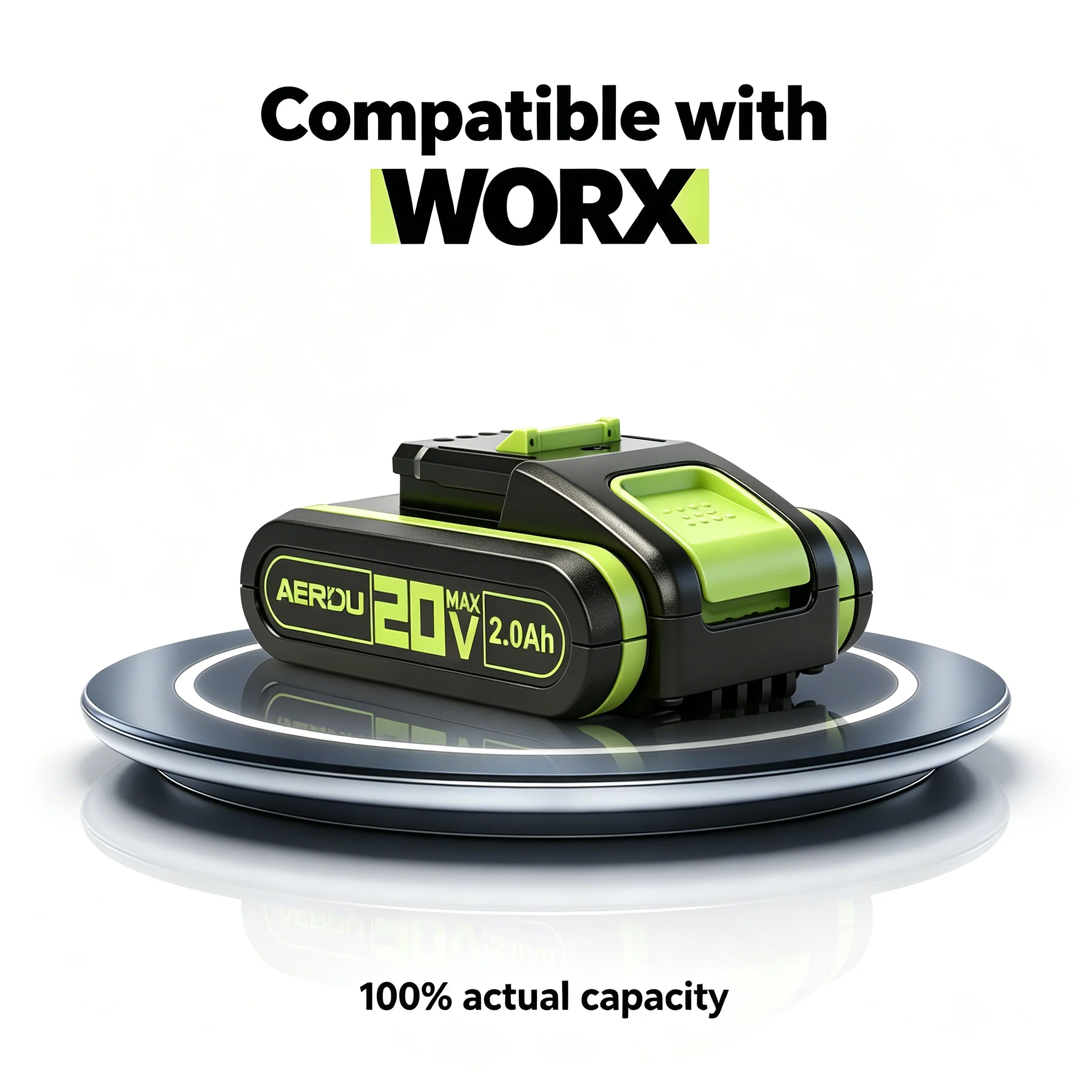 

AERDU 20V 2.0Ah Lightweight Battery Pack Compatible with WORX, 100% Real 2000mAh Li-ion