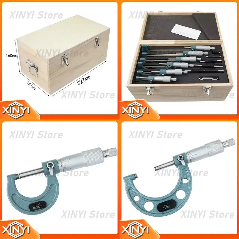 Professional 0-6 in 0-150 mm 6-Piece Micrometer Set for Precision Machinist Measuring Tools