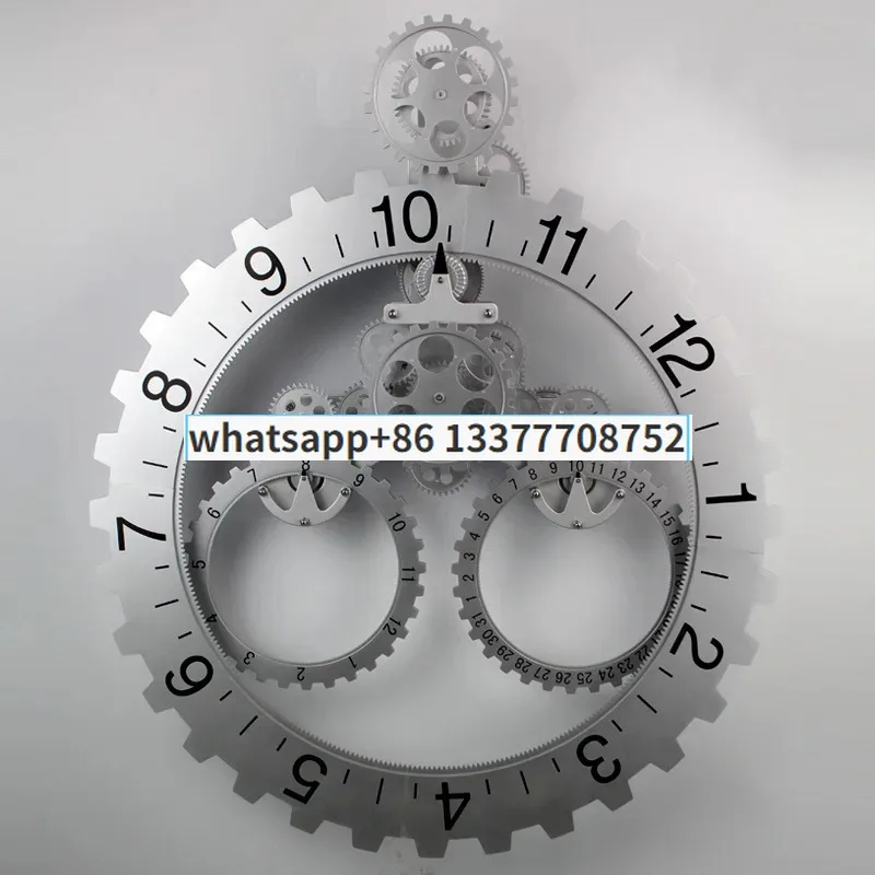 Creative Hollow Triangle Large Hanging Gear Clock Home Simple European Mechanical Third Gear Pendulum Clock