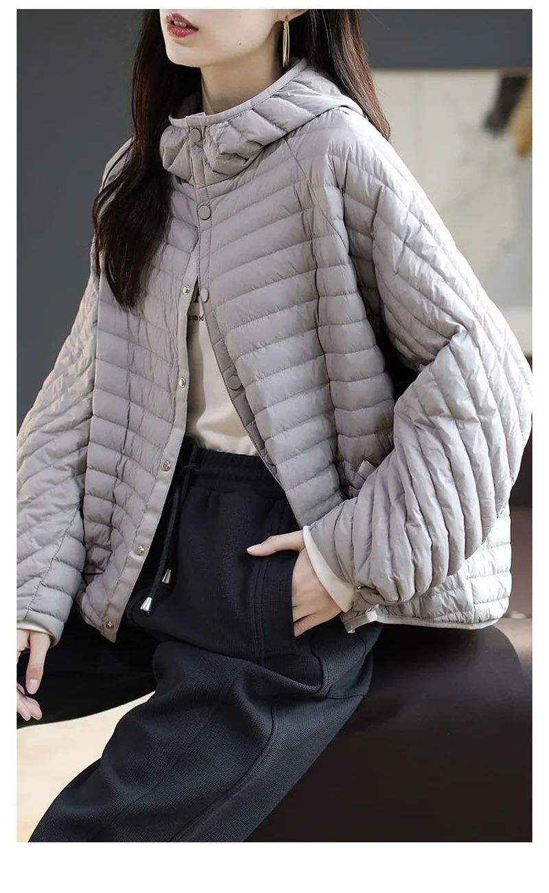 2023 New Autumn Winter Jacket Women Fashion Lightweight Hooded Down Cotton Overcoat Female Loose Casual Warm Parkas Outerwear