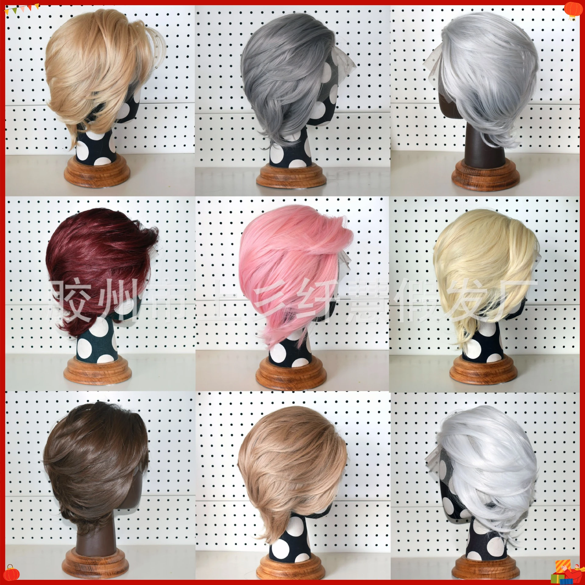Hand Tied Lace Front Synthetic Short Wig for Boys Universal Round Cap Easy Styling Cosplay Photography Anime Costume Party