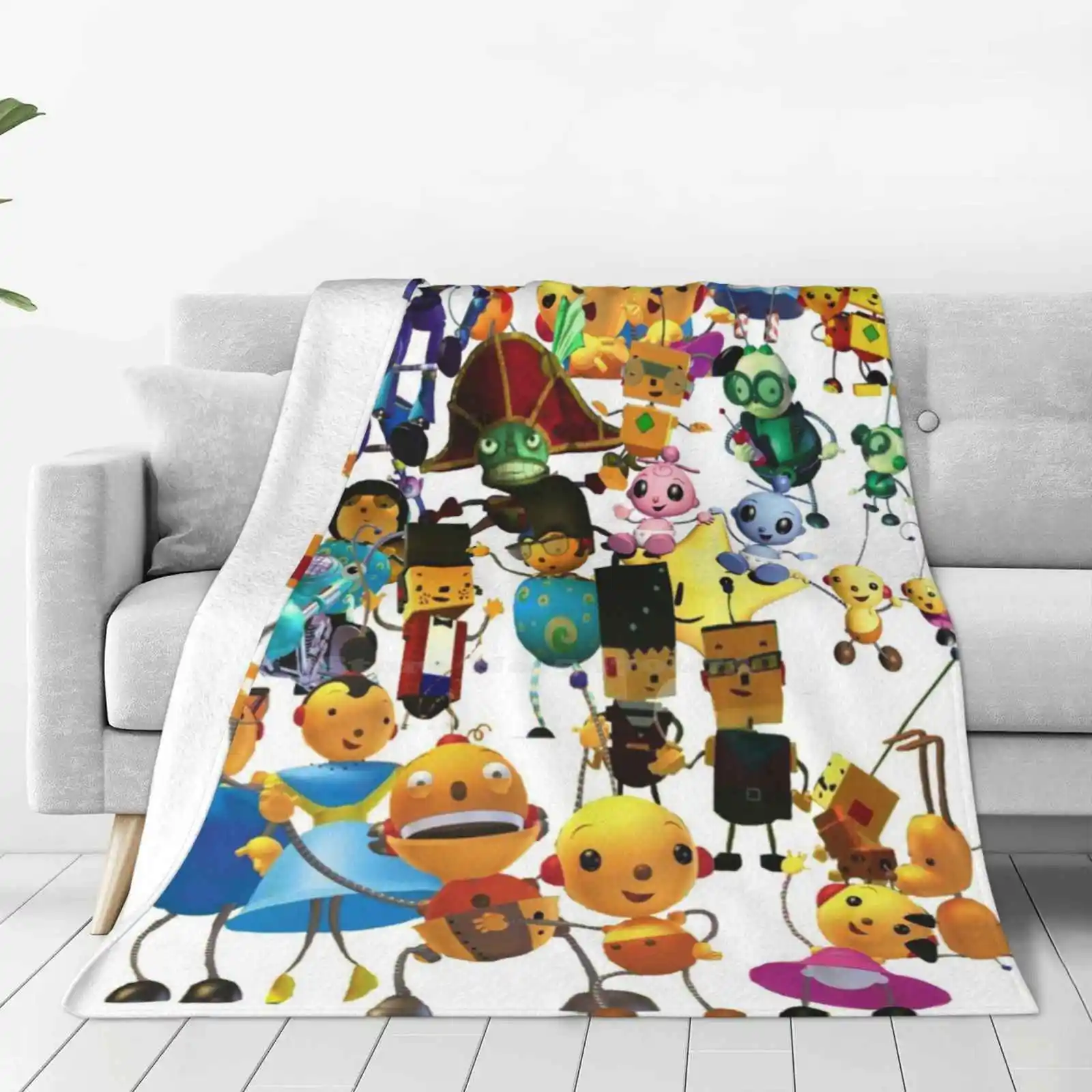 Rolie Polie Olie Group Shot Design Fashion Soft Warm Throw Blanket Rolie Polie Olie Zowie Playhouse Retro Cbc 2000S Throwback