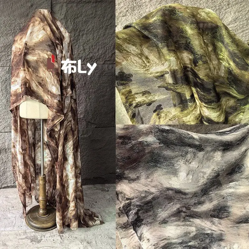 

New Chinese style soft irregular tie-dye fabric, clothing handmade DIY decorative Hanfu dress designer cloth