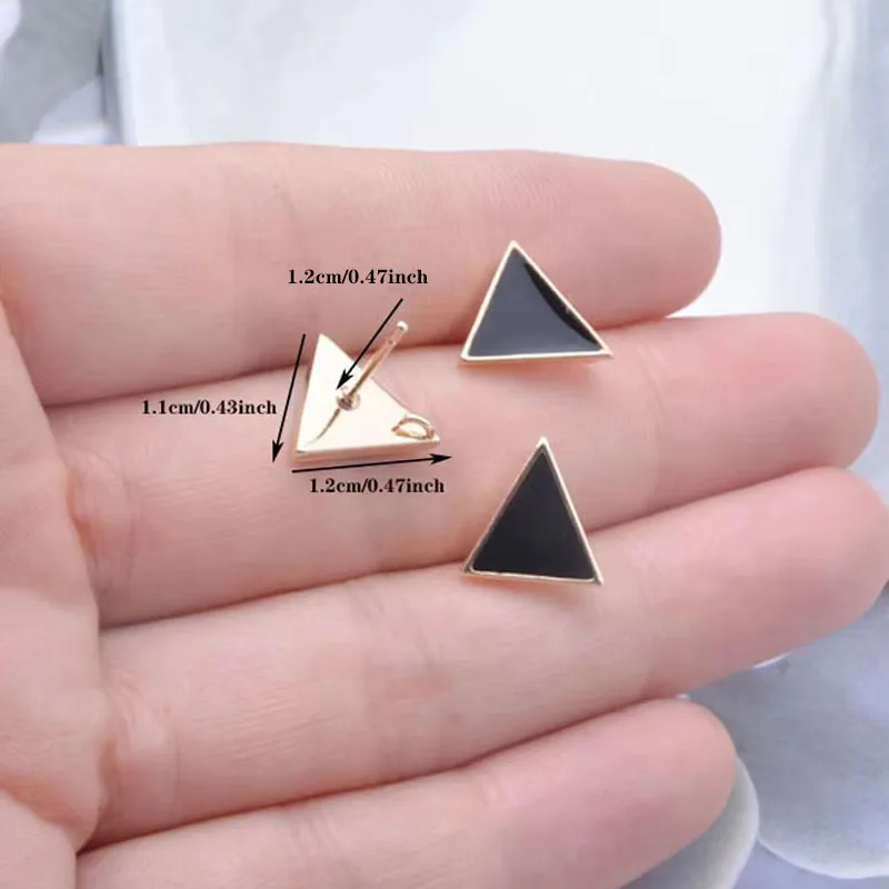 10 Stück Kupfer 18k vergoldete Emaille-Dreieck-Ohrringverbinder Ohrstecker-Set für die Herstellung von Ohrringen und Schmuck DIY – Detail 2