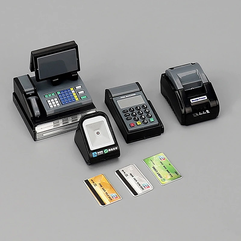 Dollhouse Mini Supermarket Cash Register, Swipe Card Set for The Dollhouse Simulation Appliances Furniture Toy Decoration