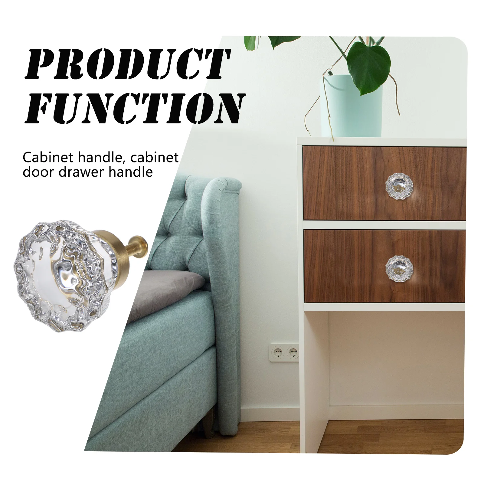 

4Pcs Crystal Cabinet Knobs Clear Brass Zircon Drawer Pulls Wardrobe Dresser Cupboard Handles Decorative Modern Style