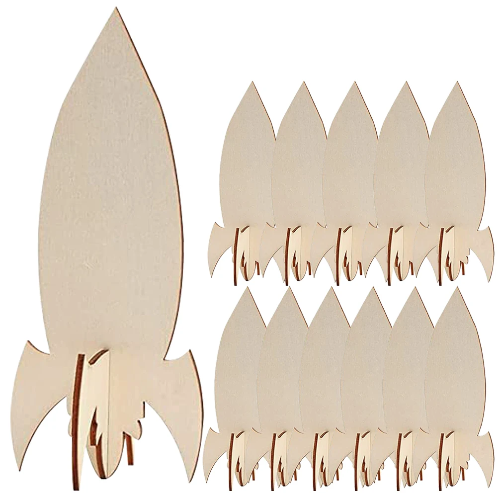 12-Rakete-Bastelarbeiten, unvollendetes DIY-Spielzeug, H, bemalt, Diy-Rakete, Kinder, PVC, bemalbar, dekoratives Graffiti-Set, Zubehör