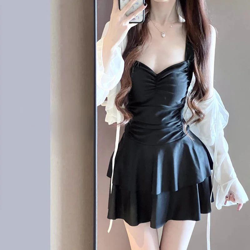 High Aesthetic Value Ladies One-Piece Swimsuit Two-Piece Set Conservative Slimming Sweet Belly Covering Hot Spring Suit