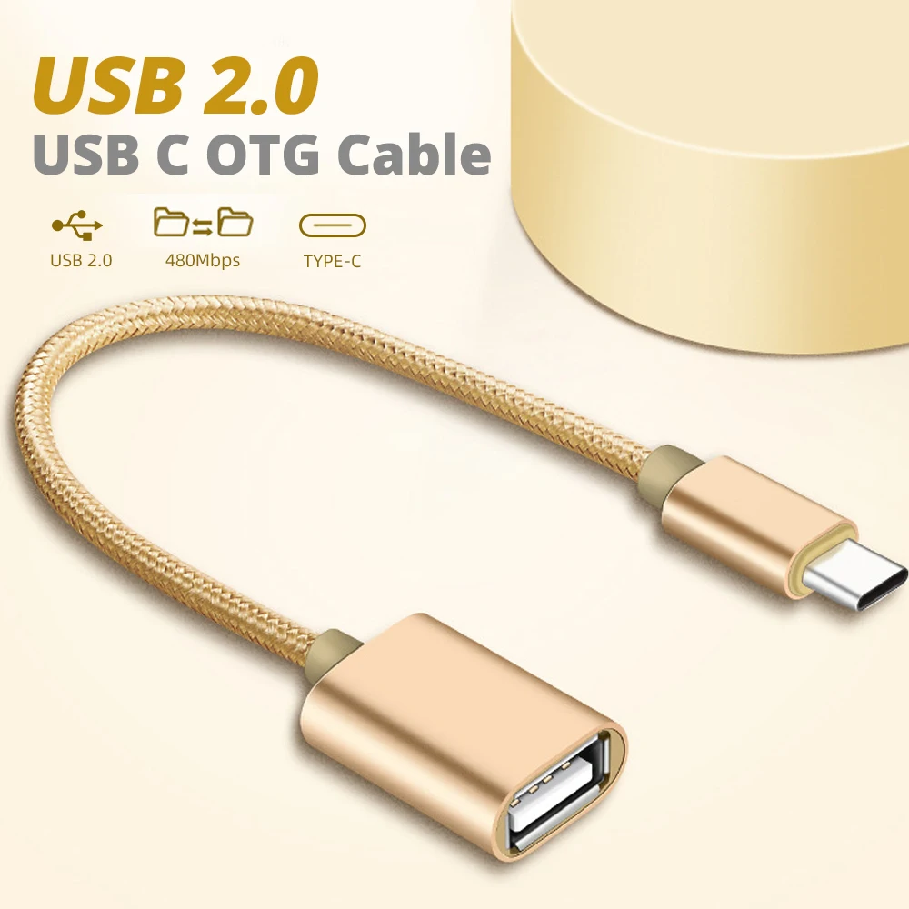 Adaptador OTG Tipo-C/Micro USB, Cabo Conversor Fêmea Tipo C, Leitor de Pen Drive, Mouse, Gamepad, Conversor para Tablet e Celular