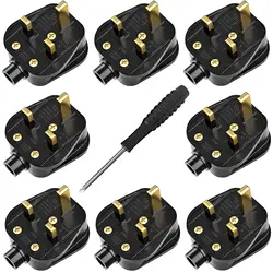 4/8pcs UK Plug Adapter Male Replacement Rewireable 3Pin Type G Plug British AC Electric Power Socket Extension Cord Connector
