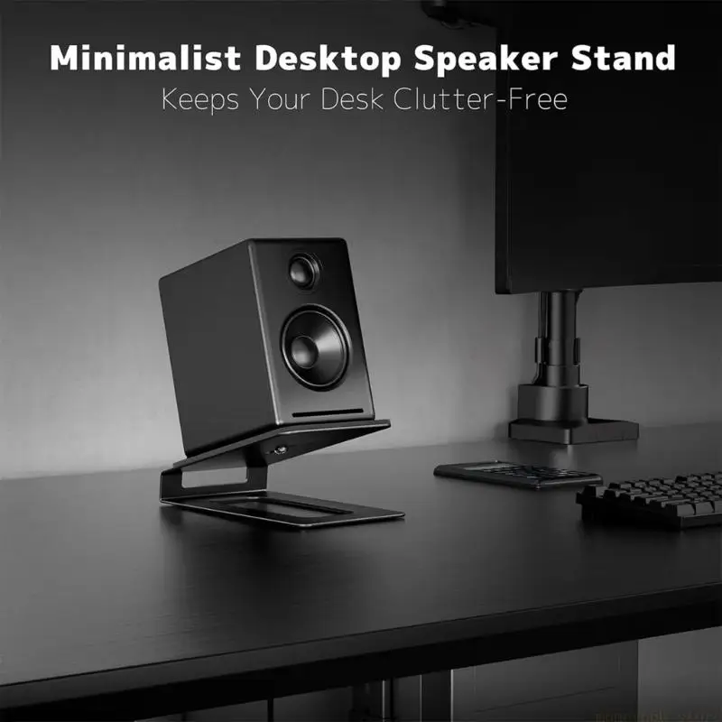 F62C Sturdy Metal Speaker Stand Tilting Desktop Design For Enhances Sound Projection