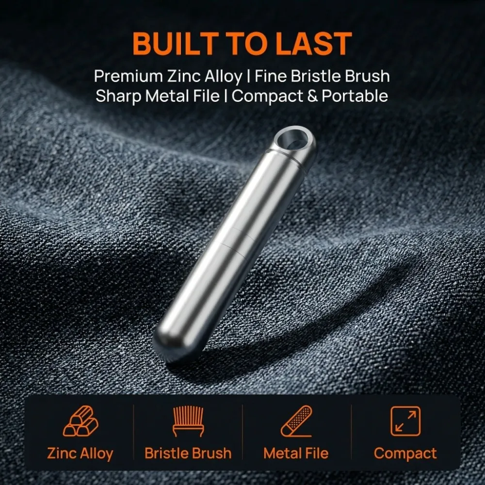 Zinc Alloy 2 in 1 Keychain Fine Bristle Brush Portable Cleaning Brush & Nail File Mini Nail Grooming Mobile Phone Earbuds