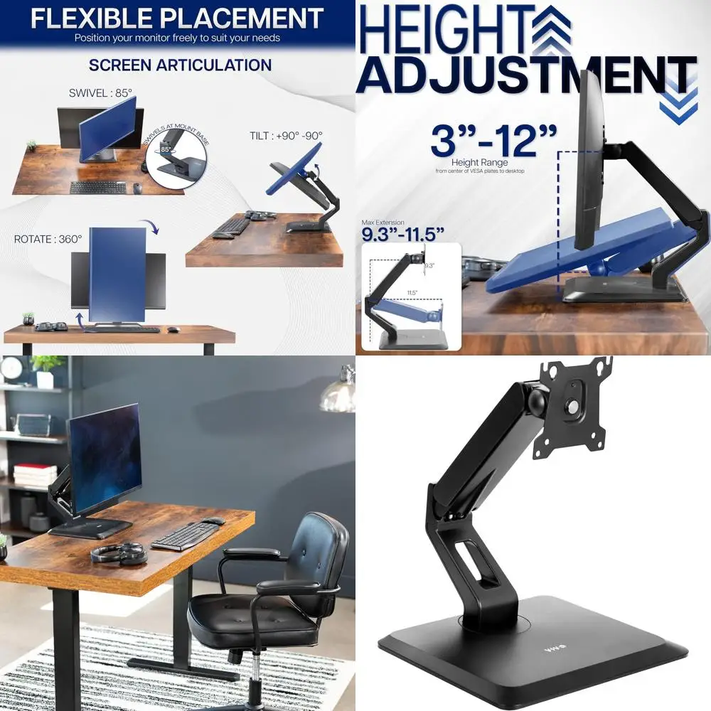 

Одиночный монитор VESA премиум-класса с 17–32 дюйма и настольная подставка с сенсорным экраном и вращающимся основанием, отдельно стоящая пневматическая регулировка высоты