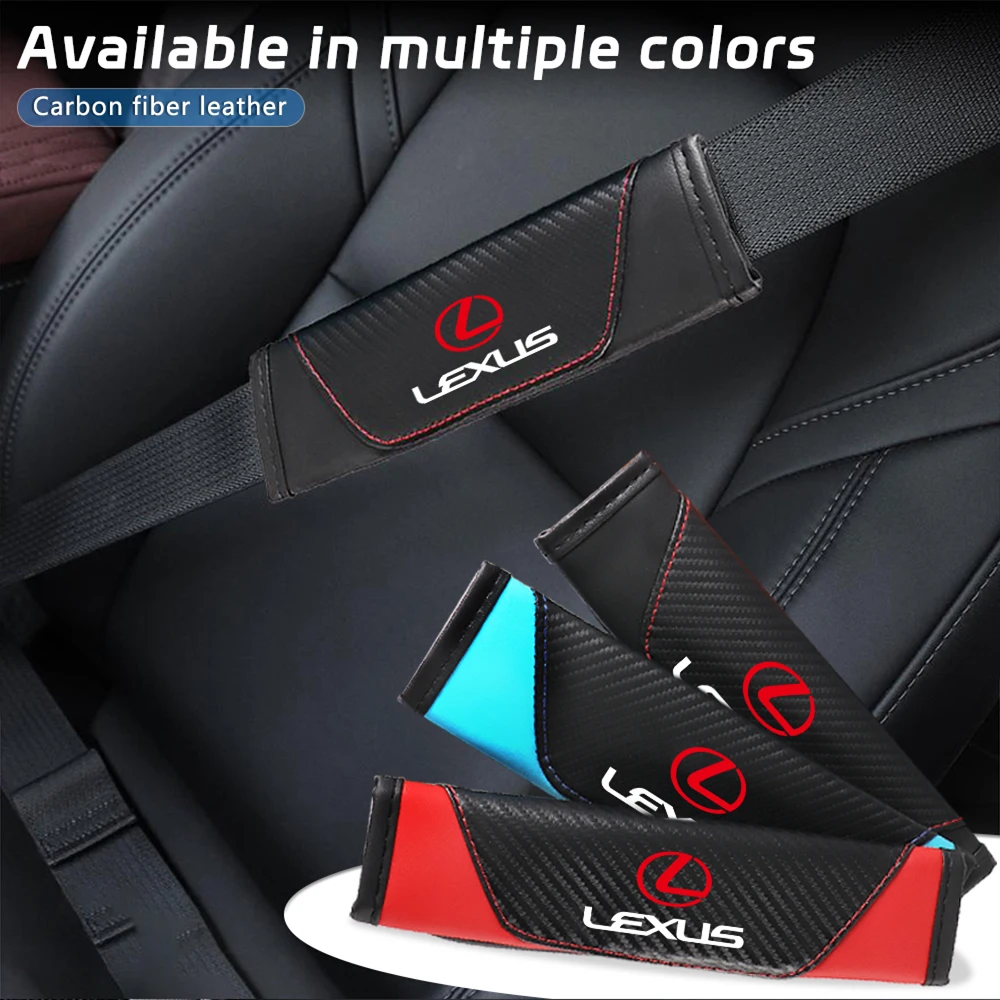 

2Pcs PU Leather Seat Belt Shoulder Pad Covers Carbon Fiber Mat Accessories For Lexus LS LC IS350 ES300h ES300 IS250 IS220d LX570