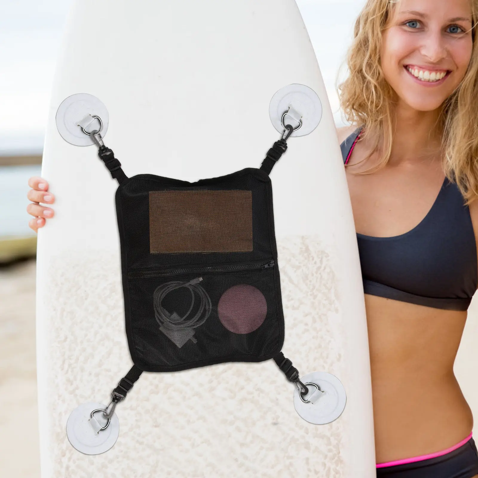 

Portable Surfboard Deck Nylon Bag Wear-Resistant Mesh Storage Pouch Kayak Paddleboard Deck Sundries Organizer Water Sports Gear