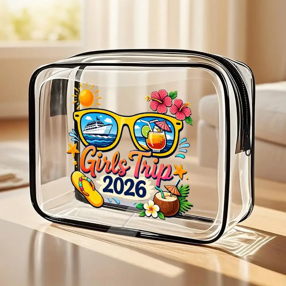 Pvc Cosmetic Bag Trip 2026 Clear Cosmetic Bag for Women Ideal Travel Accessory Beach Pool Must Have Cute Gift for Best Friends