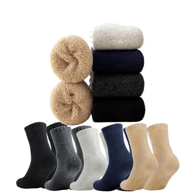 

1/2 pairs Autumn Winter Man Women Wool Socks Tube Warm Soft Thickened Cashmere Socks fleece-lined Floor men's socks Breathable