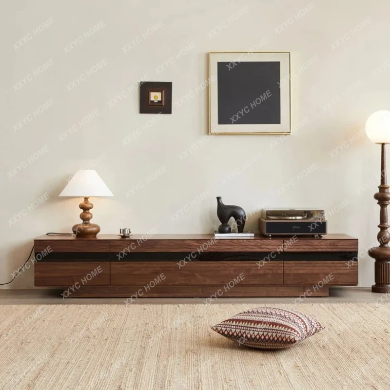 X-S  Black Walnut TV Stand  Minimalist Living Room Solid Wood HG