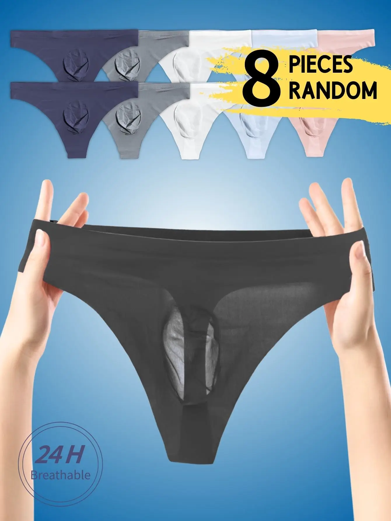 

8pc Men's Briefs Random Styles Semi-Transparent 24H Breathable Soft Casual Men Underwear Sexy skin friendly men's underwear