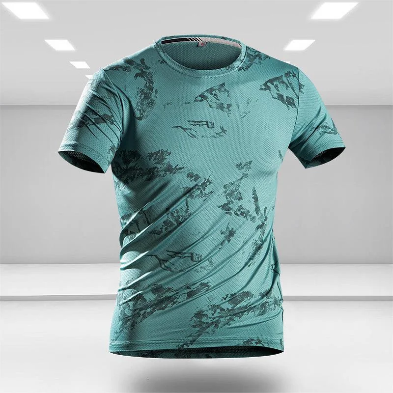 Summer Fashion Large Size Short Sleeved T-shirt Men's Sports Ice Silk Quick Drying Half Sleeved Men's Ice Sensation Top