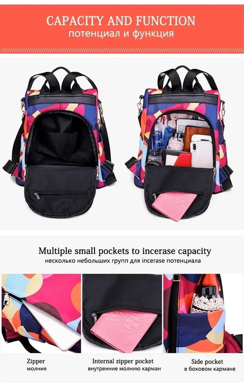 Fashion Backpack Women Oxford Cloth Shoulder Bag 2024 School Bags For Teenage Girls Light Ladies Travel Bagpack Mochila Feminina