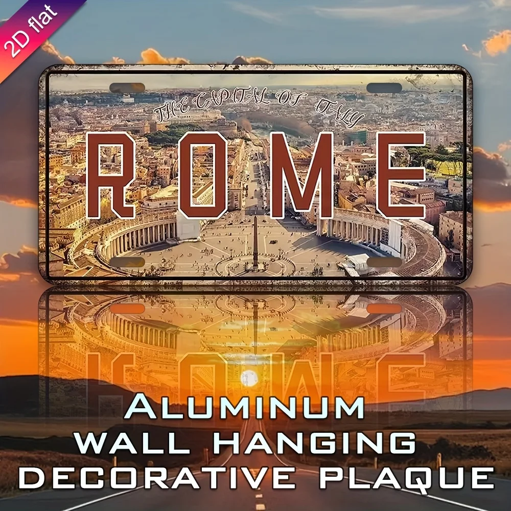 Aluminum License Plate Wall Decor - Colosseum Sunset Design, UV Printed  Durable Indoor/Outdoor Holiday Decoration for Home, Caf