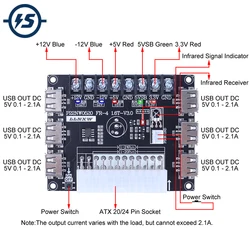 Przeniesienie 20/24pin ATX do adaptera adaptera USB ATX z zasilaczem moduł zasilania Breakout 3.3V 5V +/-12V