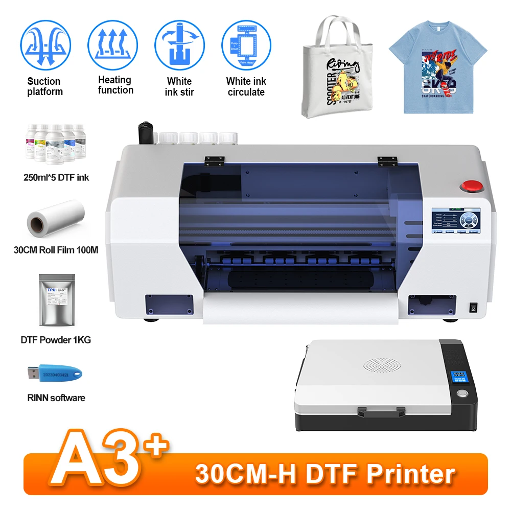 A3 DTF Printer For Epson XP600 DTF Impresora with Oven for T-shirt Printing Machine 13inch DTF Transfer Printer with ICC Profile