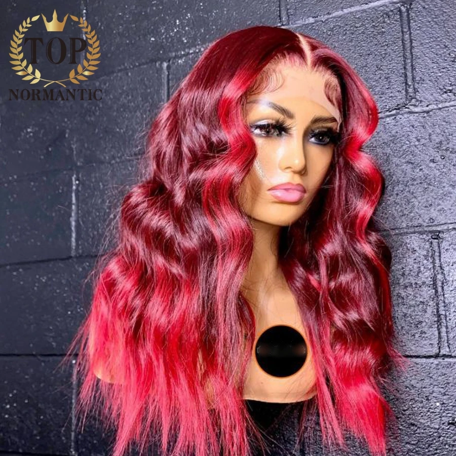 Topnormantic Highlight Color 13x6 Lace Front Wigs for Black Women Remy Brazilian Human Hair Body Wave Wig Preplucked Hairline