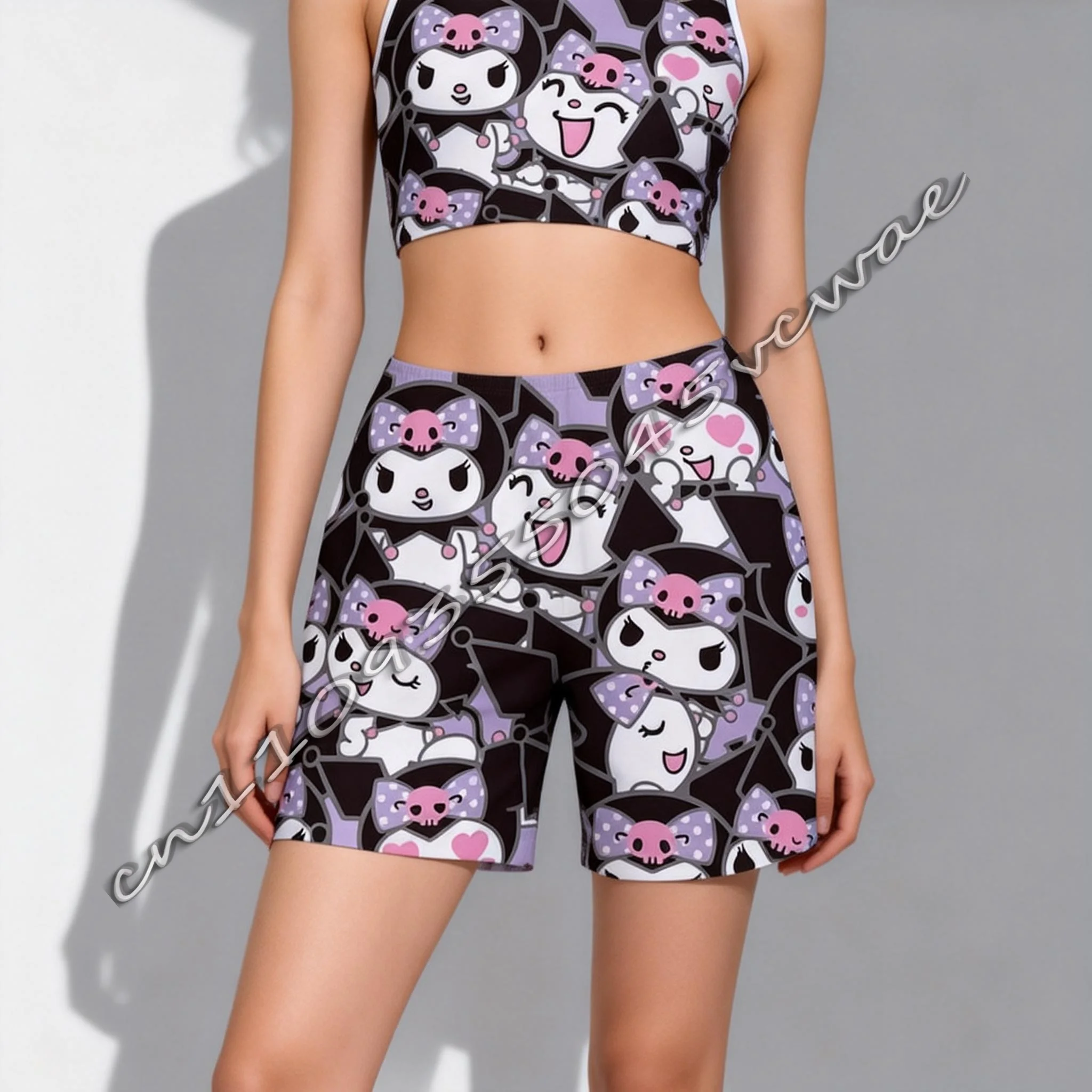 

Летнее платье для беременных в стиле Sanrio Kuromi, взрослые и детские милые спортивные шорты, новинка 2026 года