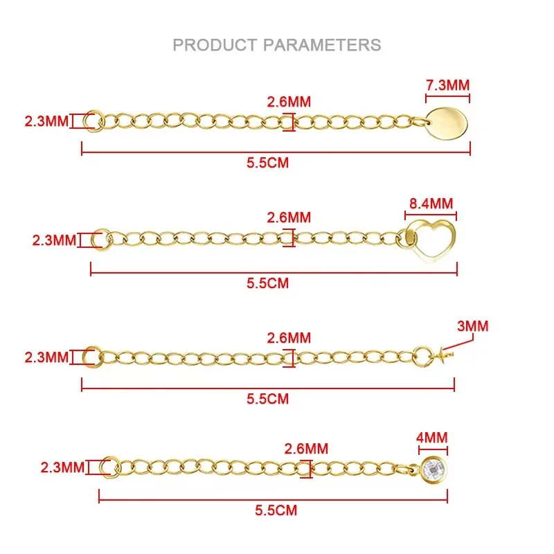 14K Gold gefüllt Verlängerungskette Halskette Armband Schmuck machen ovale Herz Zirkon Gold gefüllt Kette DIY Schmuckzubehör – Detail 7