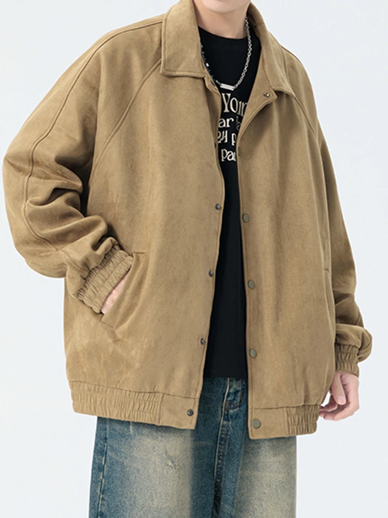 หนังนิ่มหนังแจ็คเก็ตผู้ชายฤดูใบไม้ผลิฤดูใบไม้ร่วง Turndown COLLAR เสื้อลําลองผู้ชาย PLUS ขนาด M-8XL สําหรับขนาดใหญ่และสูงเสื้อผู้ชาย
