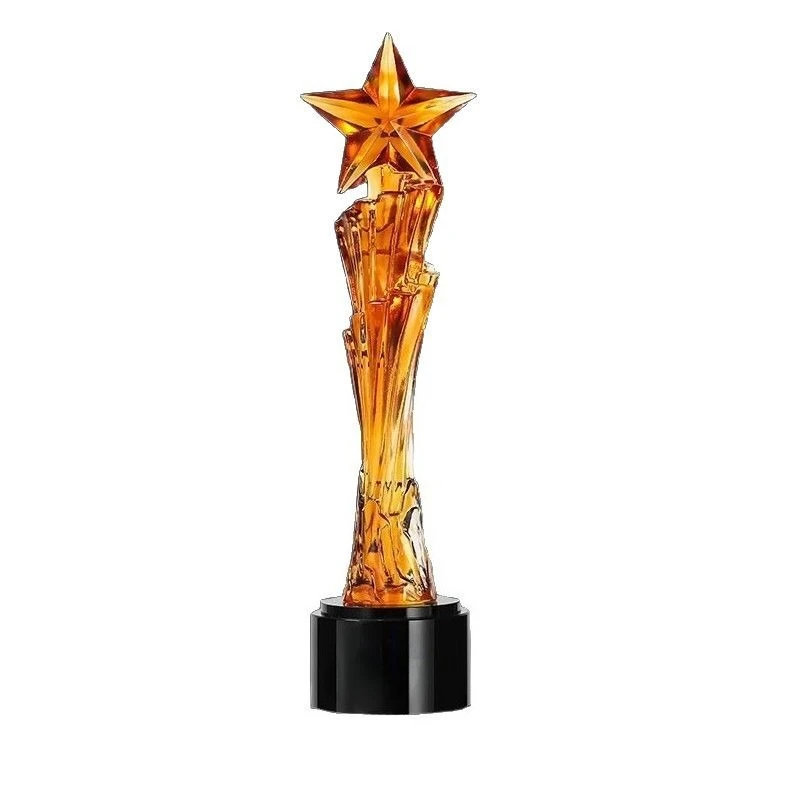 3D mold opening trophy glazed resin metal crystal