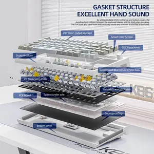 Keyboard Mekanis Hot-Swappable Nirkabel K86 Bluetooth / 2.4 g Dengan Tampilan Layar dan Tombol Putar Volume untuk Permainan dan Pekerjaan 10 keypad numerik penjualan terbaik dengan tampilan - №
