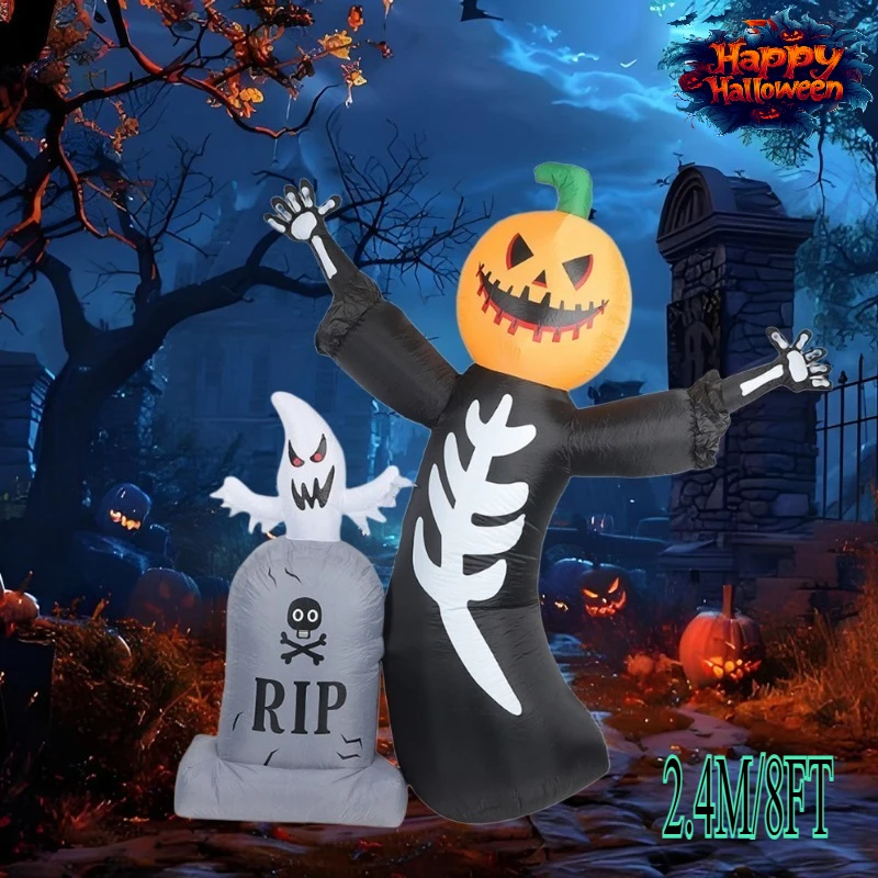 

8FT Inflatable Toys Pumpkin Skeleton Ghost Model Blow Up Decorations Halloween Party Decor Indoor Courtyard Yard Garden Lawn