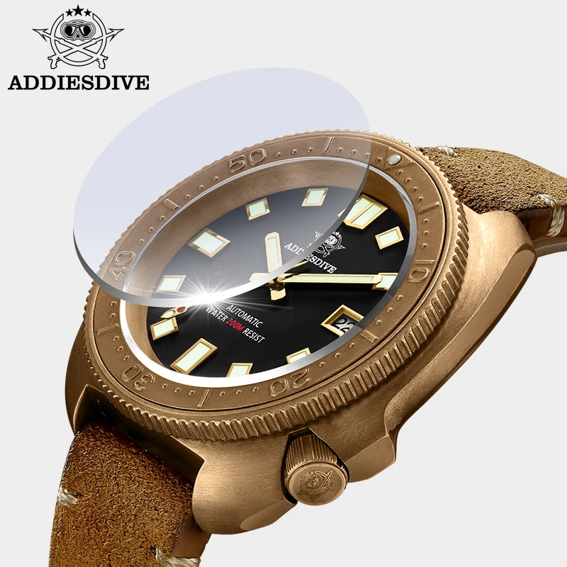 Addiesdive ساعات المعصم الميكانيكية للرجال الفاخرة الياقوت NH35 مضيئة 200 متر مقاوم للماء ساعة برونزية عالية الجودة ساعة أوتوماتيكية