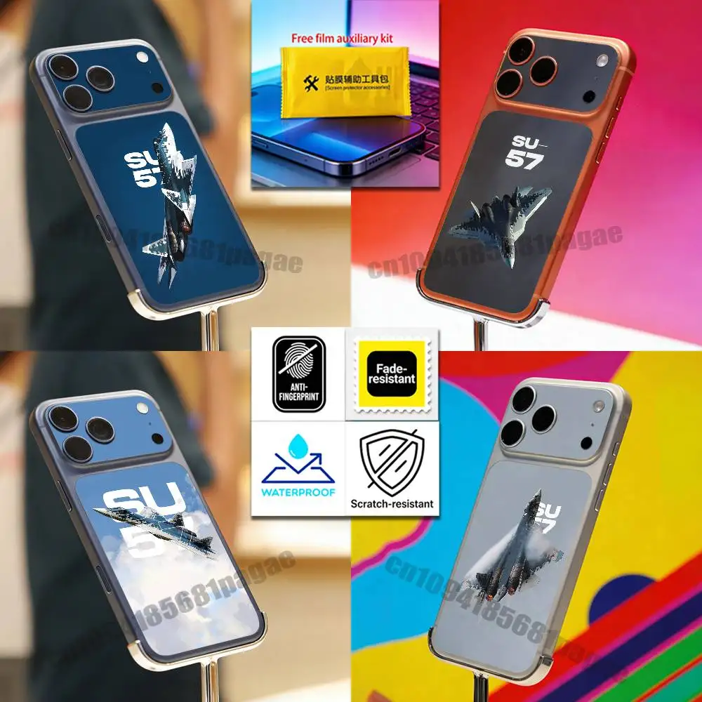 

For Fighter Plane S-SU-57 Raptor iPhone 17 Pro Max Phone Back Film Decal Skin Wrap Protective Sticker Full Cover