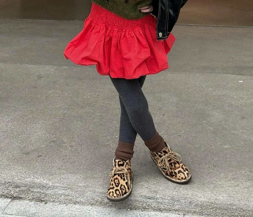 

Girls Red Floral Bud Short Skirt Spring and Autumn Fashion New Korean Solid Color Sweet and Cute Flower Bud Skirt