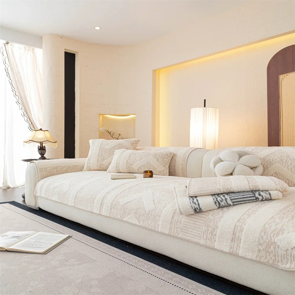 Sofa cushion 2025 new style imitation cotton and linen all-season anti-slip cross-border sofa cover full-cover sofa scarf