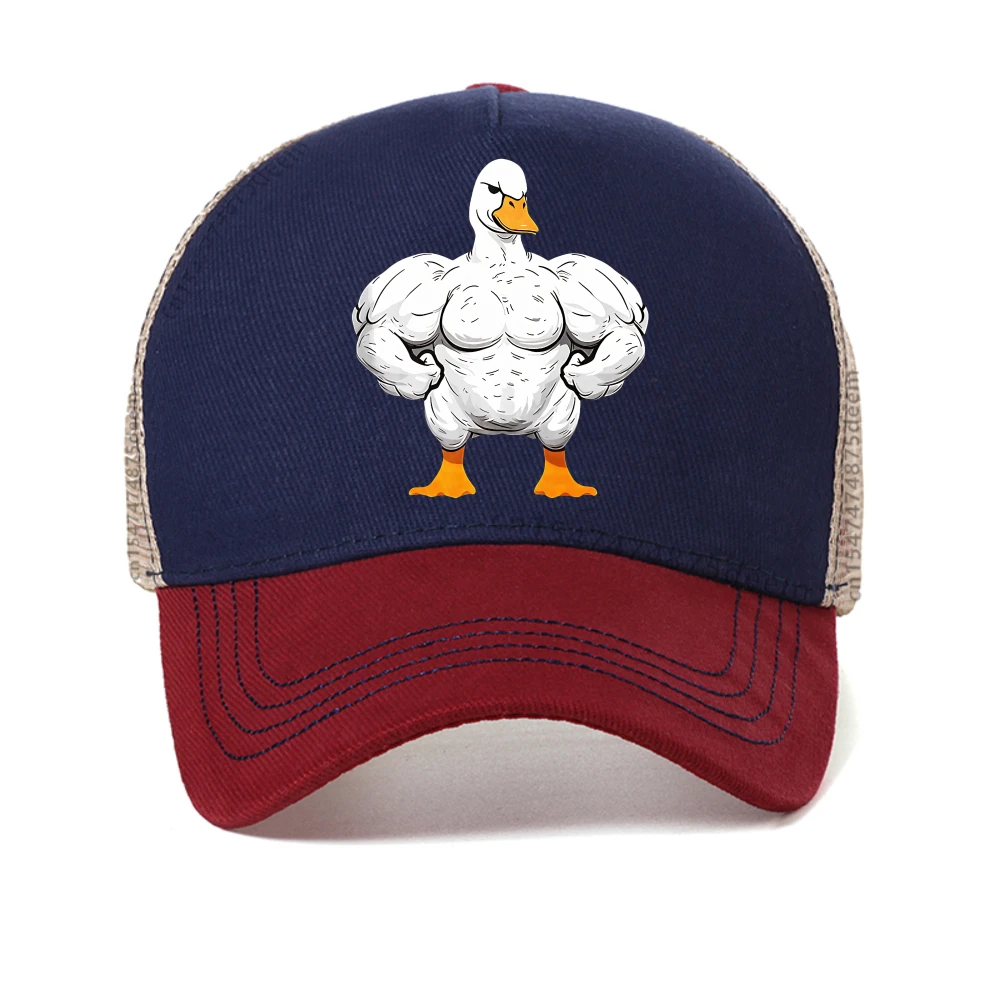 Cartoon Muscle Duck baseball cap Men's Summer Fashionable Casual hat Outdoor breathable trucker hats mesh sports caps