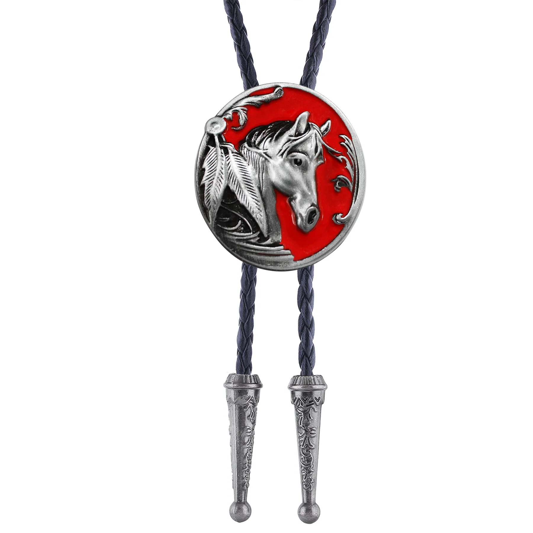 New Hemp Rope Horse Head Bolo Tie for Men Shirt Western Cowboy Fashion Necktie Jewelry Accessory