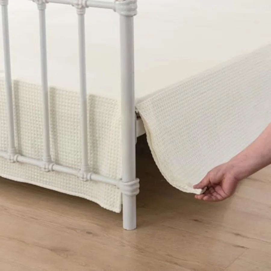 

Queen Bed Skirt with Pleated Waffle Weave Design and Split Corners for a Tailored Look 14Inch Drop Dust Ruffle with Easy Fit Ma