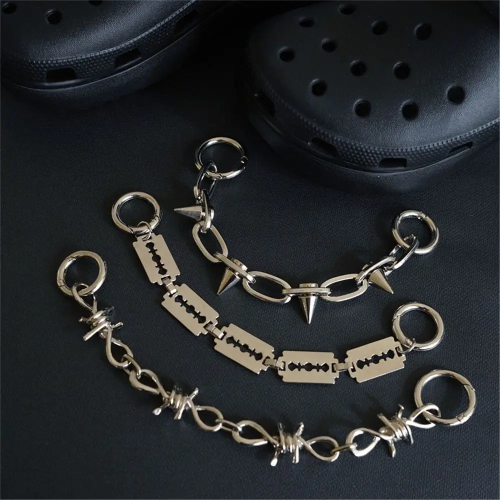 

1Pc Metal Pendant Buckle Punk Decoration Accessories Chain Shoe Charms For Crocs For Clog Shoes