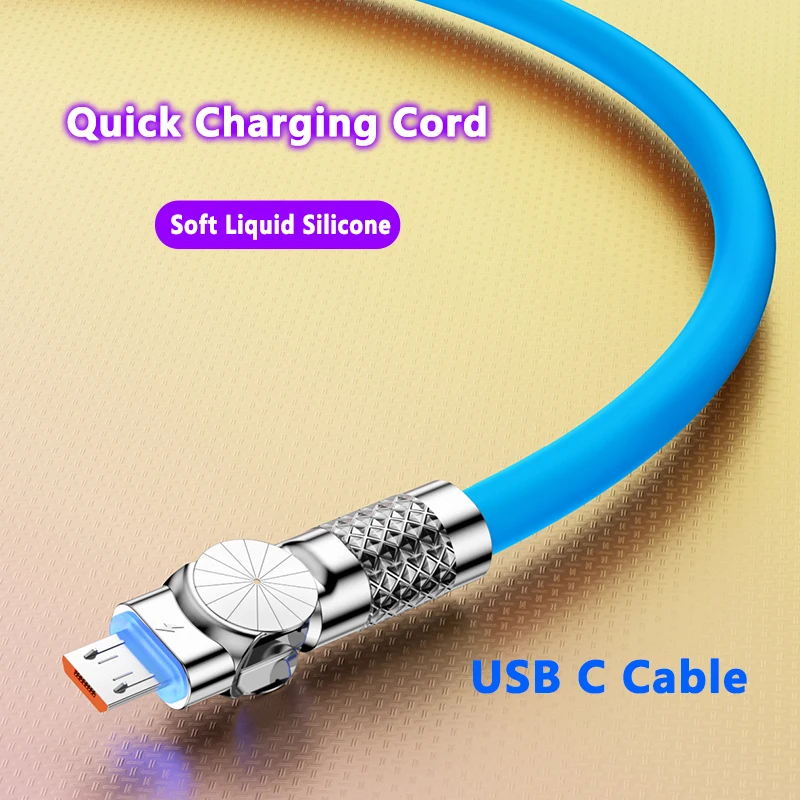 100W 3A Elbow 180° Micro USB Fast Charging Data Cable For Playing Game For Galaxy S7 S6 J7 Edge Xiaomi Android Phone Micro Cord