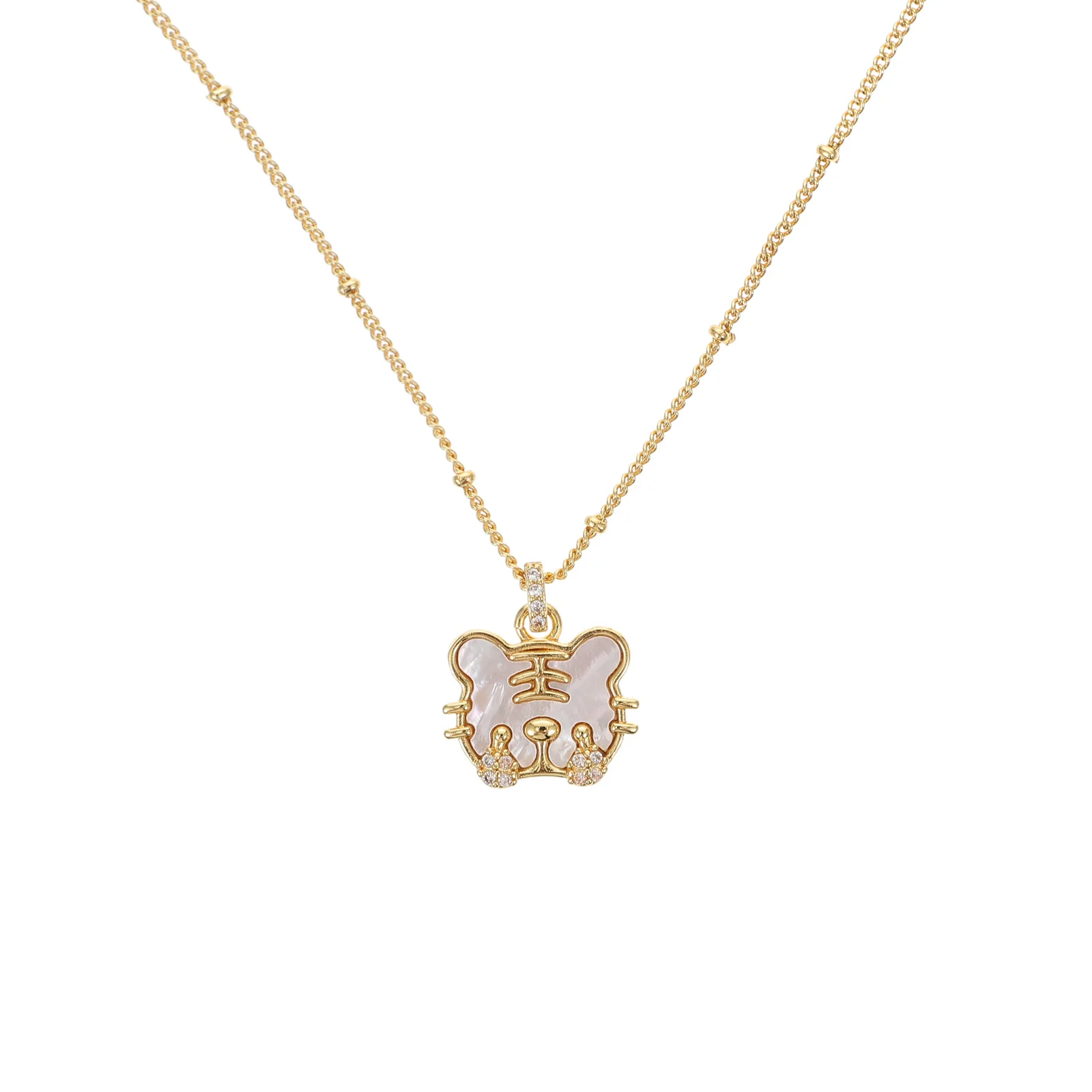 

White Tiger Neck Chain Lightweight Copper Pendant Necklace Women Neck Accessory Daily Party Jewelry